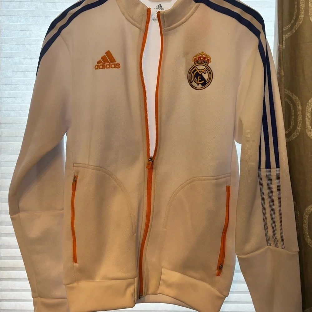 Adidas White and Blue Real Madrid Bomber Jacket NWT